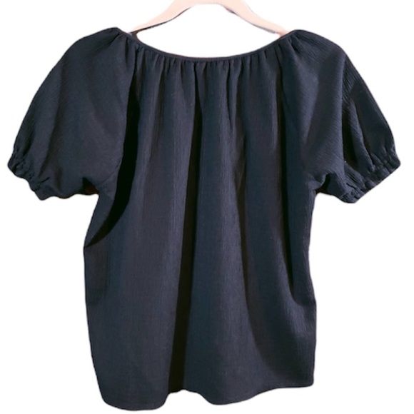 NEW Madewell Texture & Thread Short Sleeve Black Crop Peasant Top Size XS NWT - Picture 2 of 8